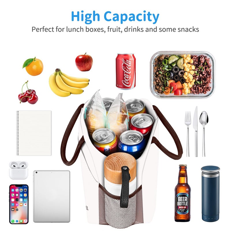 DALINDA Lunch Bag Lunch Box for Women Men Reusable Insulated Lunch Tote Bag  Handbags Case High Capacity for Travel Work Picnic white - Image 2
